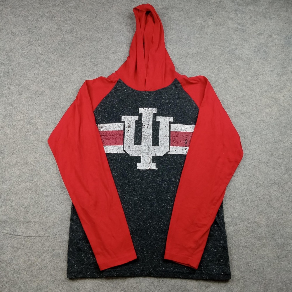 Indiana Hoosiers‎ Shirt Mens Medium Red Black NCAA Basketball J America Hooded